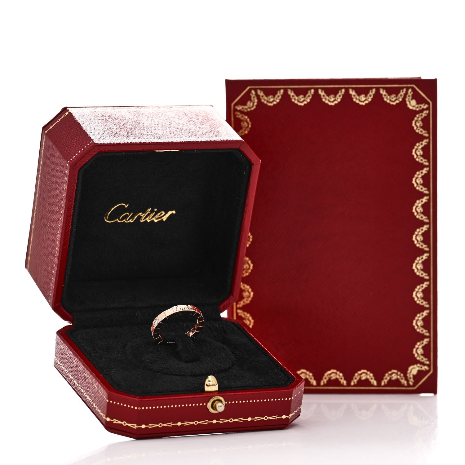 Cartier 18K Pink Gold Diamond Pink Sapphire Lanieres Ring 47 4.25 5 of 5