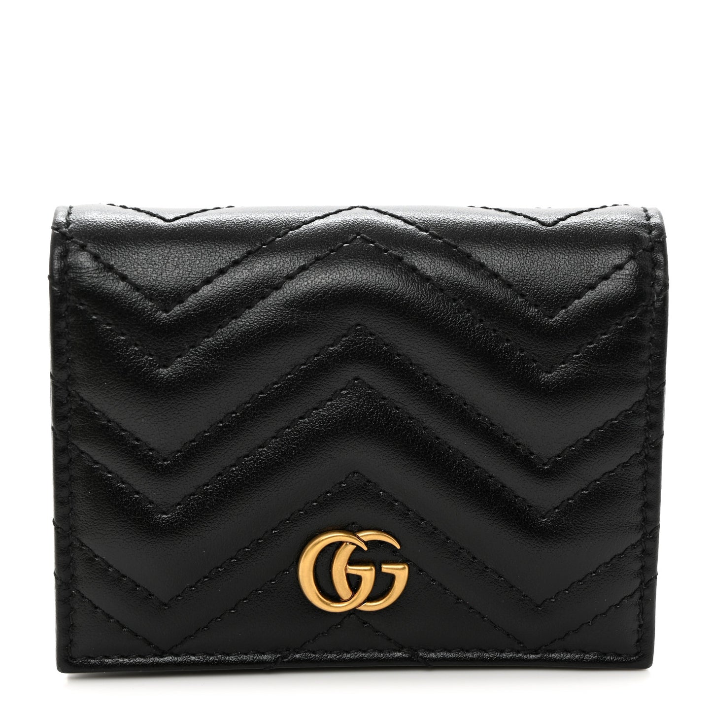 Calfskin Matelasse GG Marmont Card Case Wallet Black