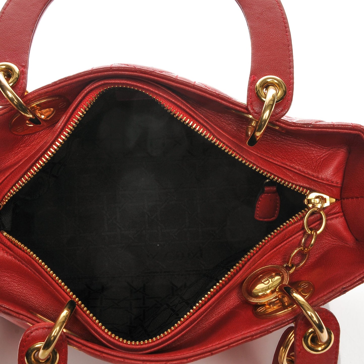 Lambskin Cannage Medium Lady Dior Red