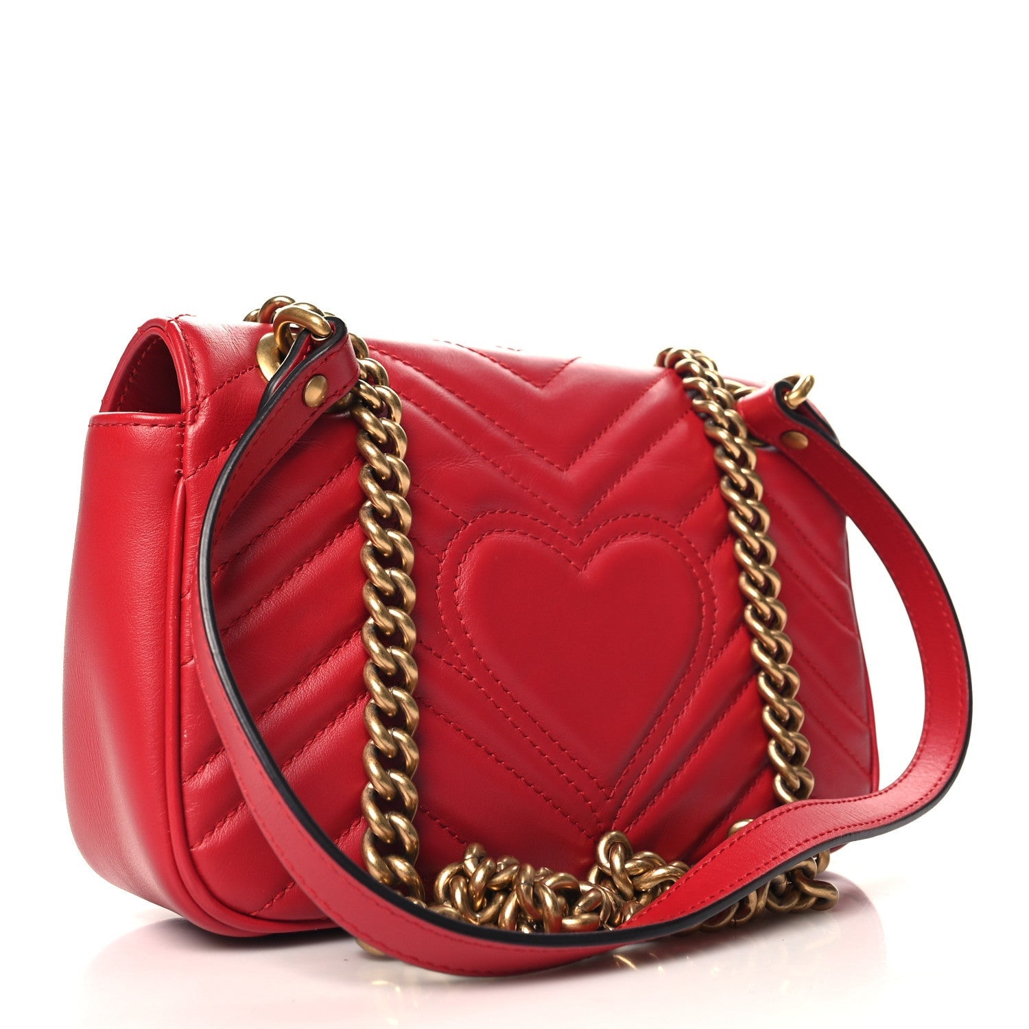 Gucci Calfskin Matelasse Mini GG Marmont Shoulder Bag Hibiscus Red 3 of 7