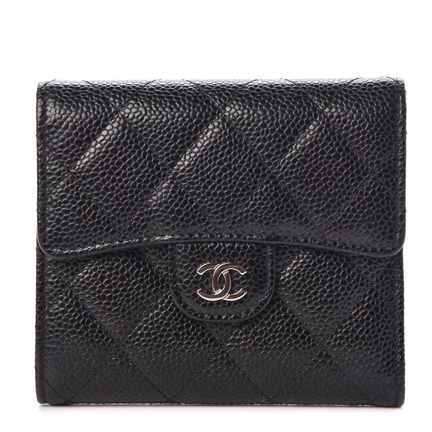 Chanel Caviar Quilted Compact Flap Wallet Black 1 of 8