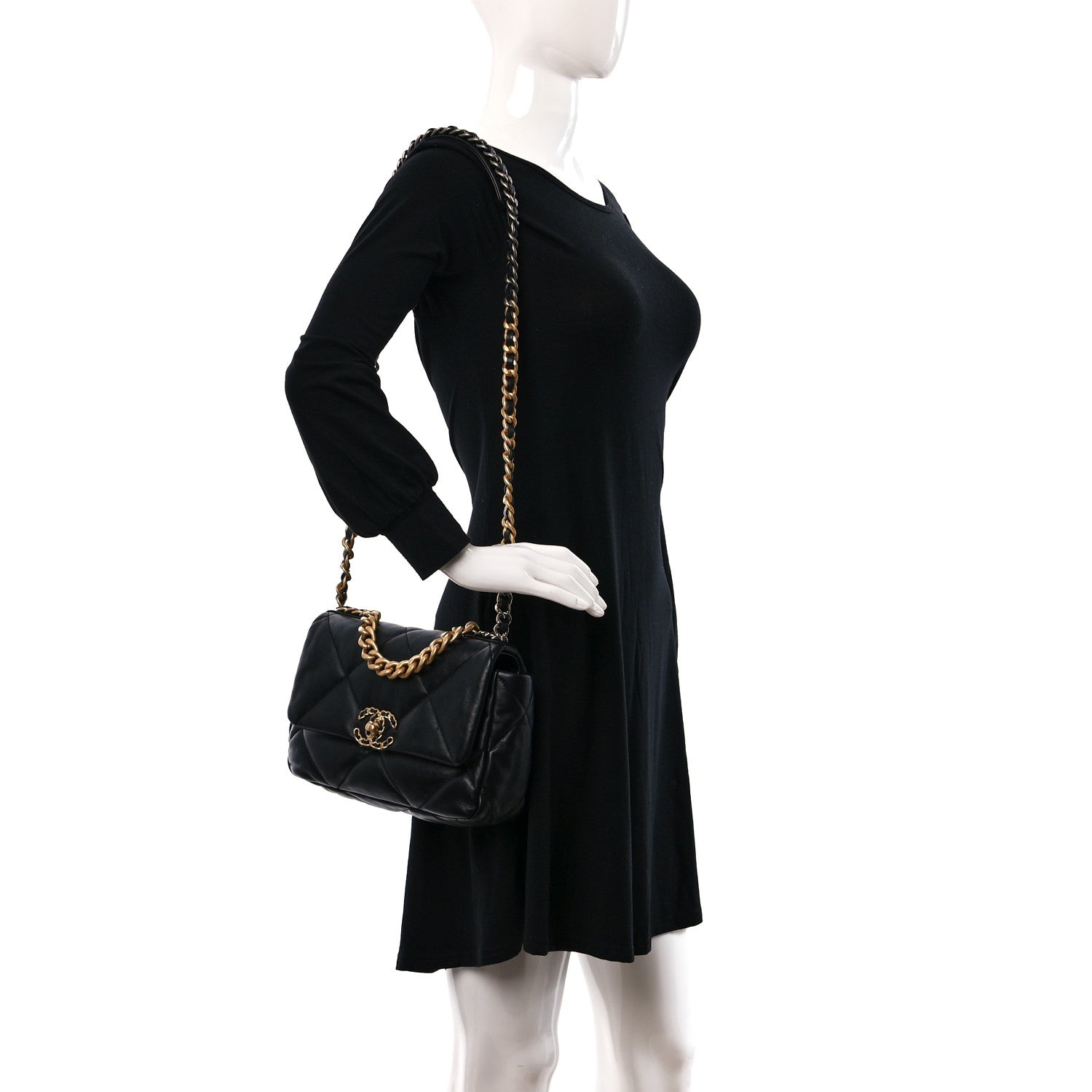 Chanel Lambskin Quilted Medium Chanel 19 Flap Black 2 of 9