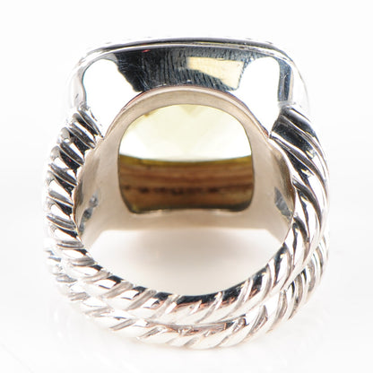 David Yurman Sterling Silver 18K White Gold Diamond Lemon Quartz 14mm Albion Ring 47 4 2 of 6
