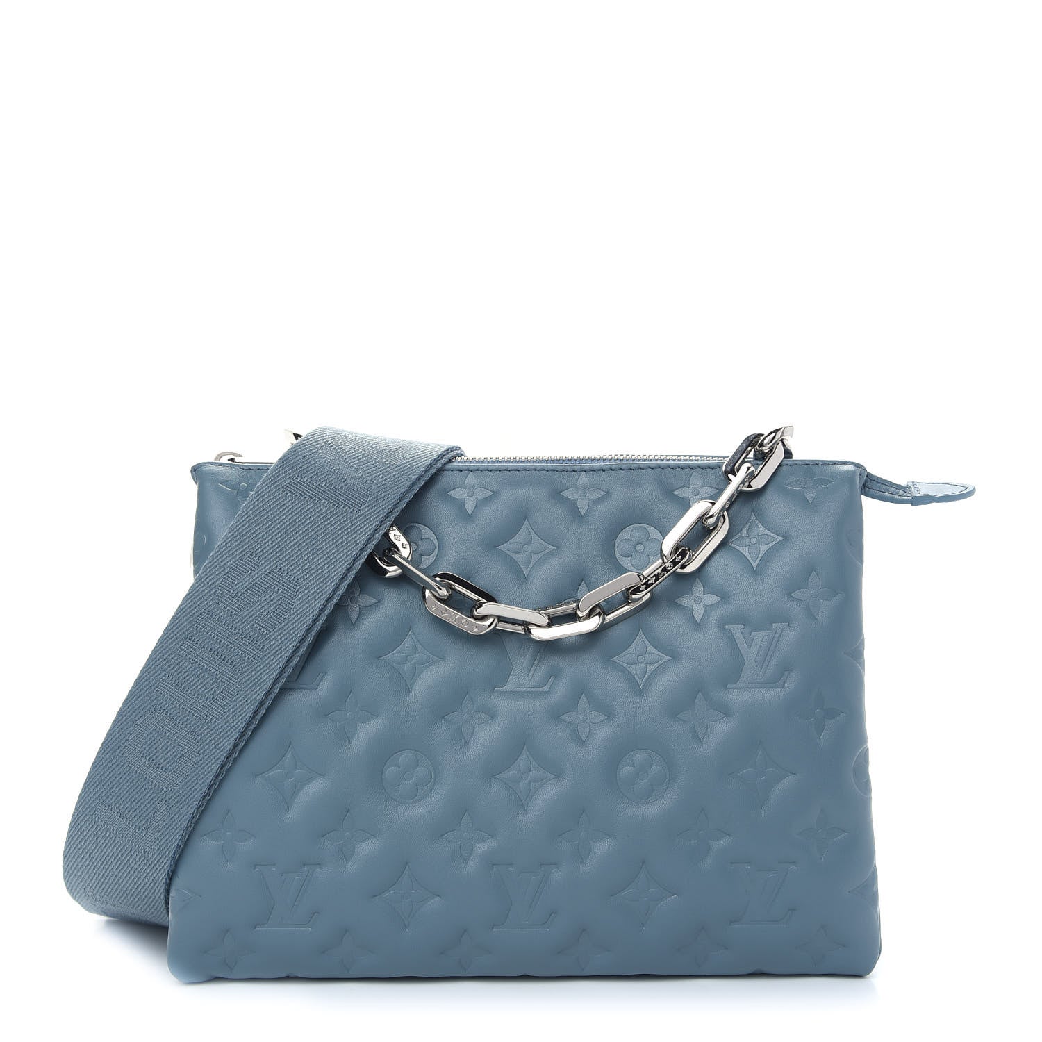 Louis Vuitton Lambskin Embossed Monogram Coussin PM Blue Glacier 1 of 8
