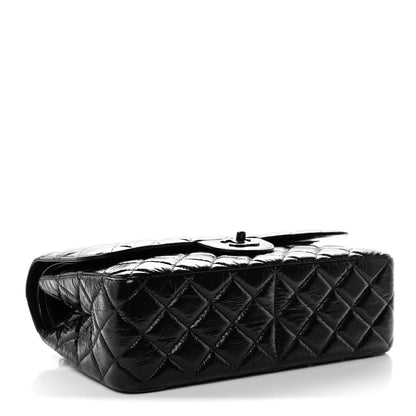Chanel Shiny Distressed Calfskin Quilted Jumbo Double Flap So Black 4 of 12