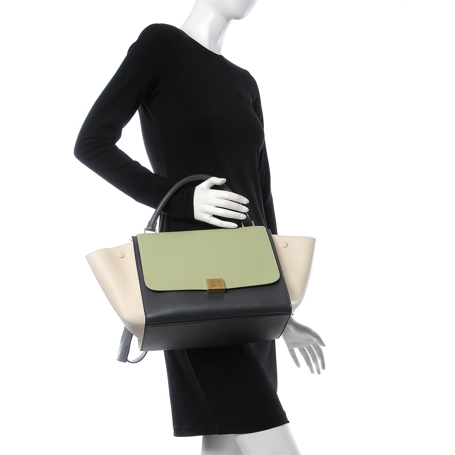 Celine Smooth Calfskin Medium Tri-Color Trapeze Pistachio 2 of 11