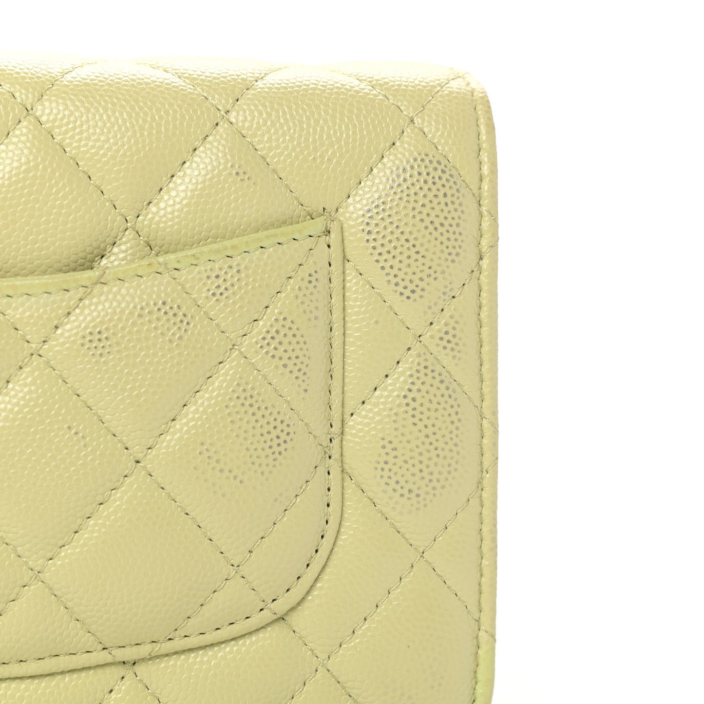 Caviar Quilted French New Wave Chain CC Wallet On Chain WOC Light Green