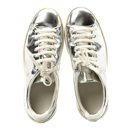 Louis Vuitton Metallic Calfskin Frontrow Sneakers 36.5 Silver 2 of 9