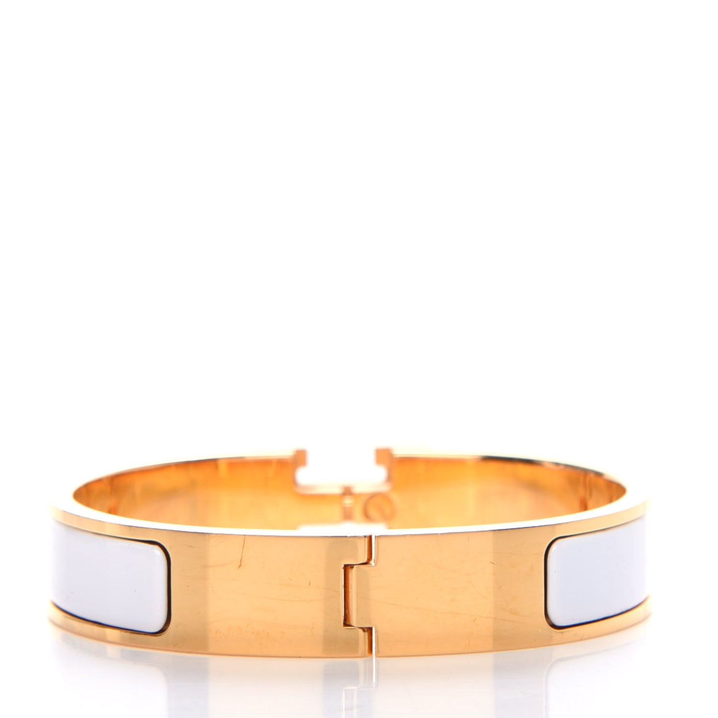 Enamel Narrow Clic Clac H Bracelet PM White