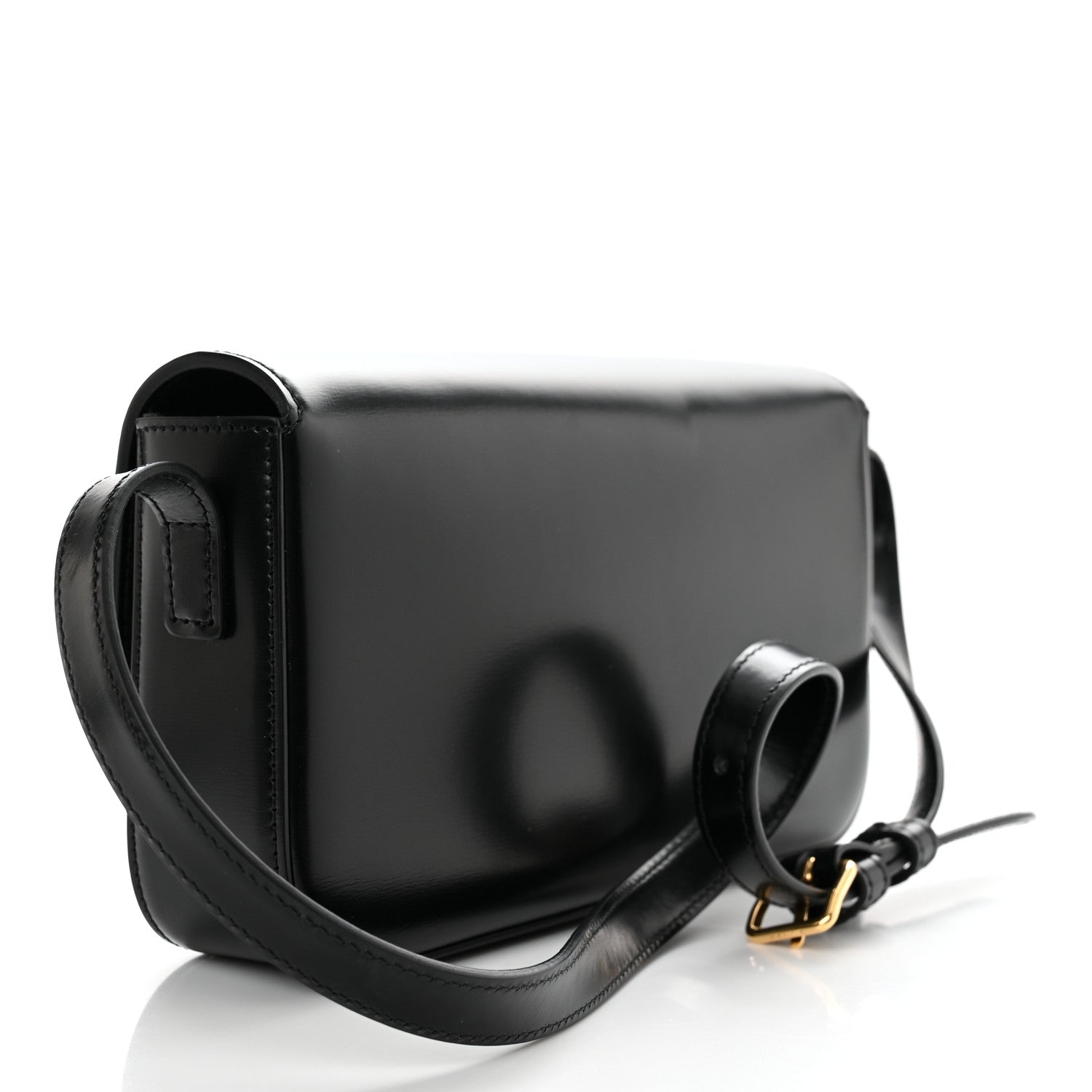 Celine Shiny Calfskin Triomphe Shoulder Bag Black 3 of 10