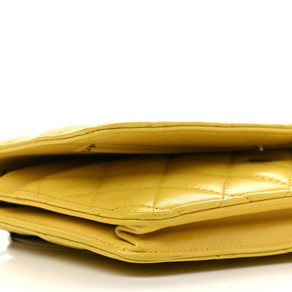 Chanel Lambskin Quilted Wallet on Chain WOC Yellow 5 of 11
