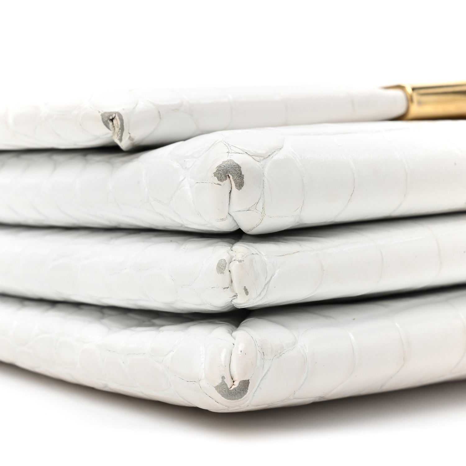 Balenciaga Shiny Extra Supple Calfskin Crocodile Embossed Small Triplet Bag Optic White 15 of 19