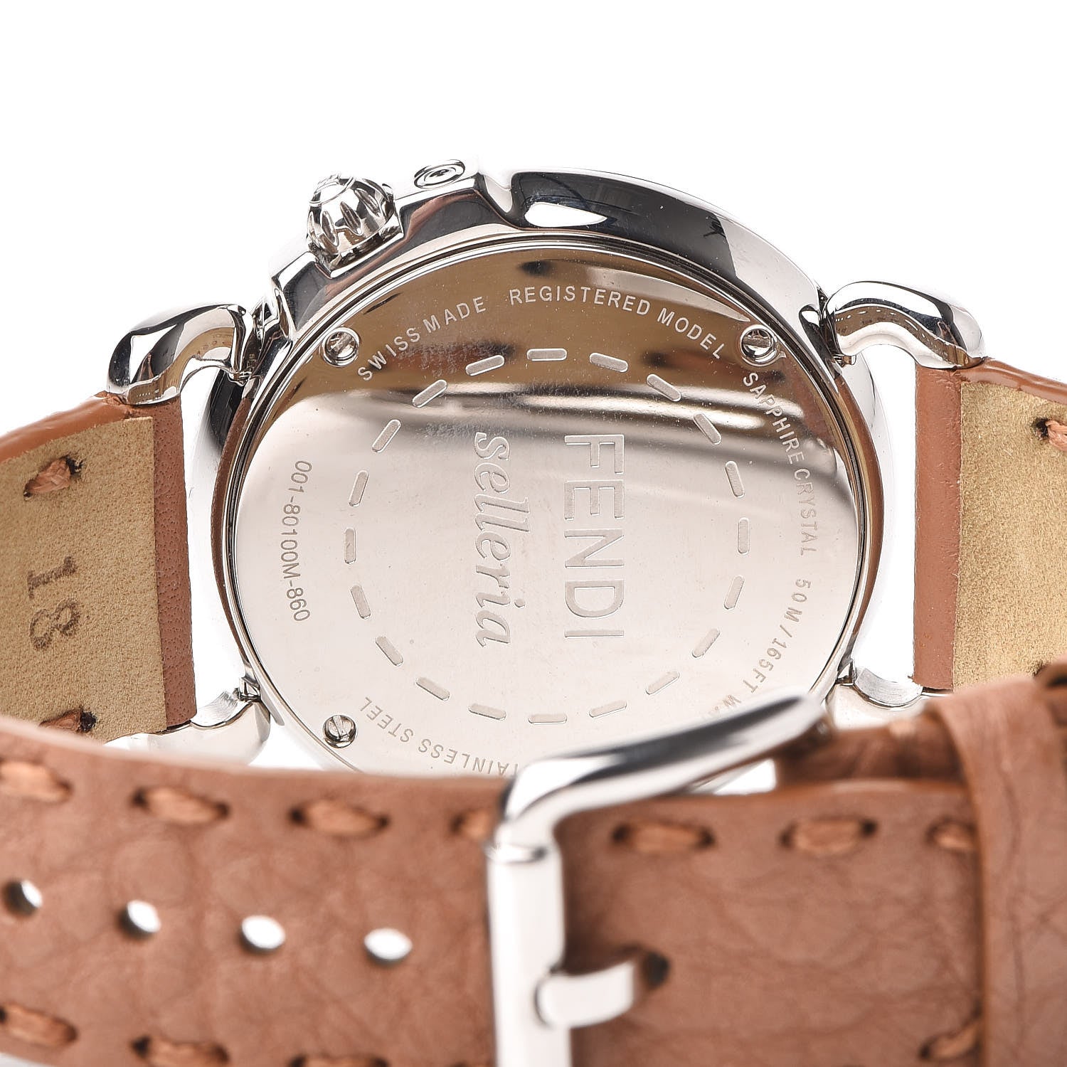 Fendi Stainless Steel Calfskin Mother of Pearl 37mm Selleria Quartz Watch Pink 5 of 9