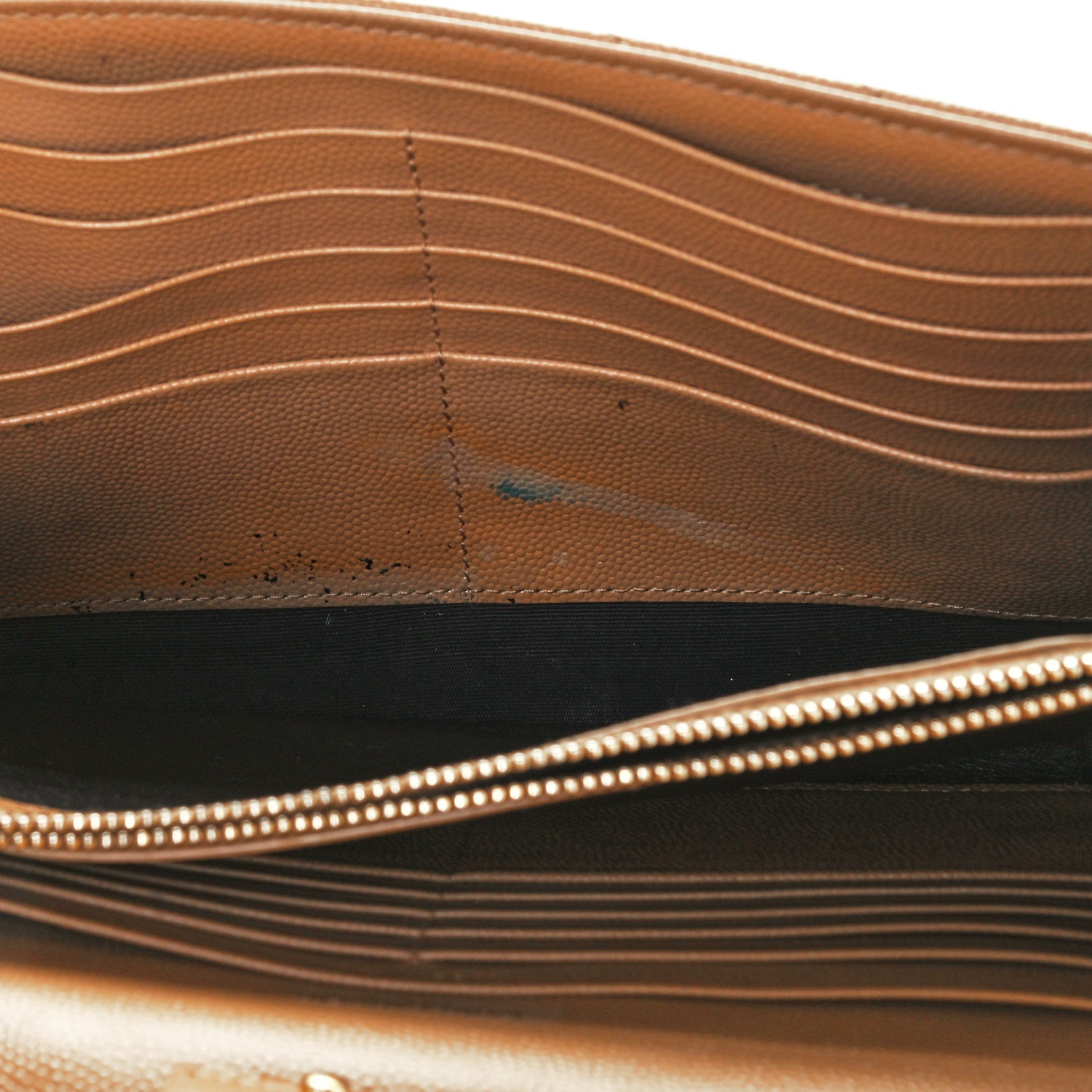 Saint Laurent Grain De Poudre Matelasse Chevron Cassandre Chain Wallet Cork 8 of 12