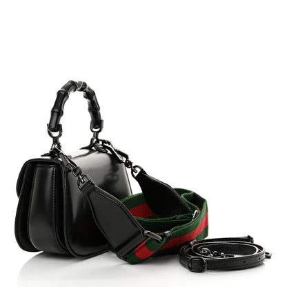 Gucci Boarded Dyana Lux Calfskin Web Monochrome Mini Bamboo 1947 Top Handle Bag Black 3 of 7