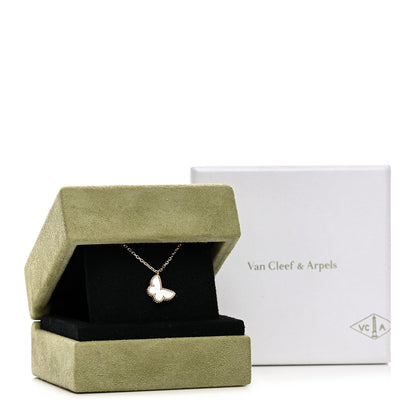 Van Cleef & Arpels 18K Yellow Gold Mother of Pearl Sweet Alhambra Butterfly Pendant Necklace 6 of 6