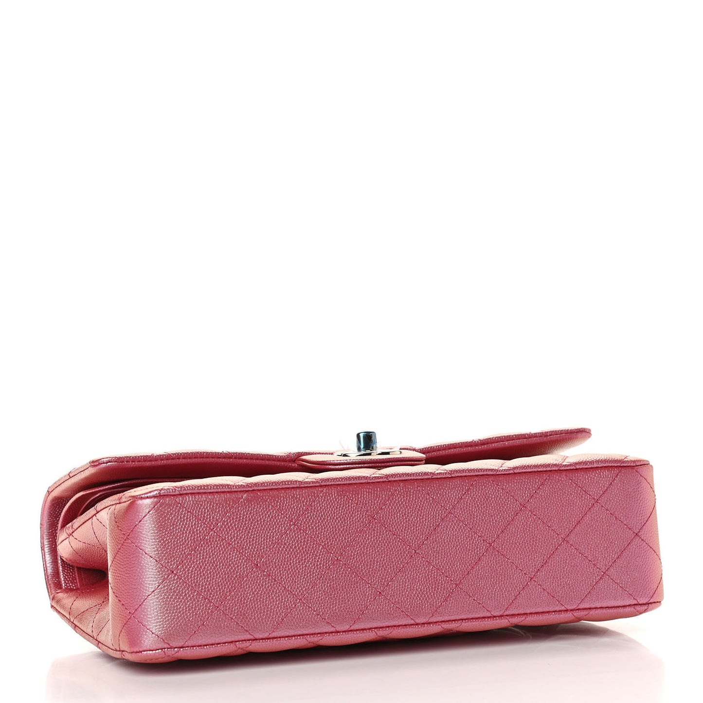 Iridescent Caviar Quilted Medium Double Flap Pink