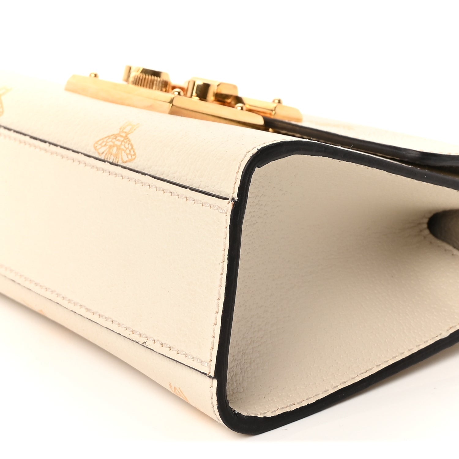 Gucci Grained Calfskin Bee Star Small Padlock Shoulder Bag White 7 of 8