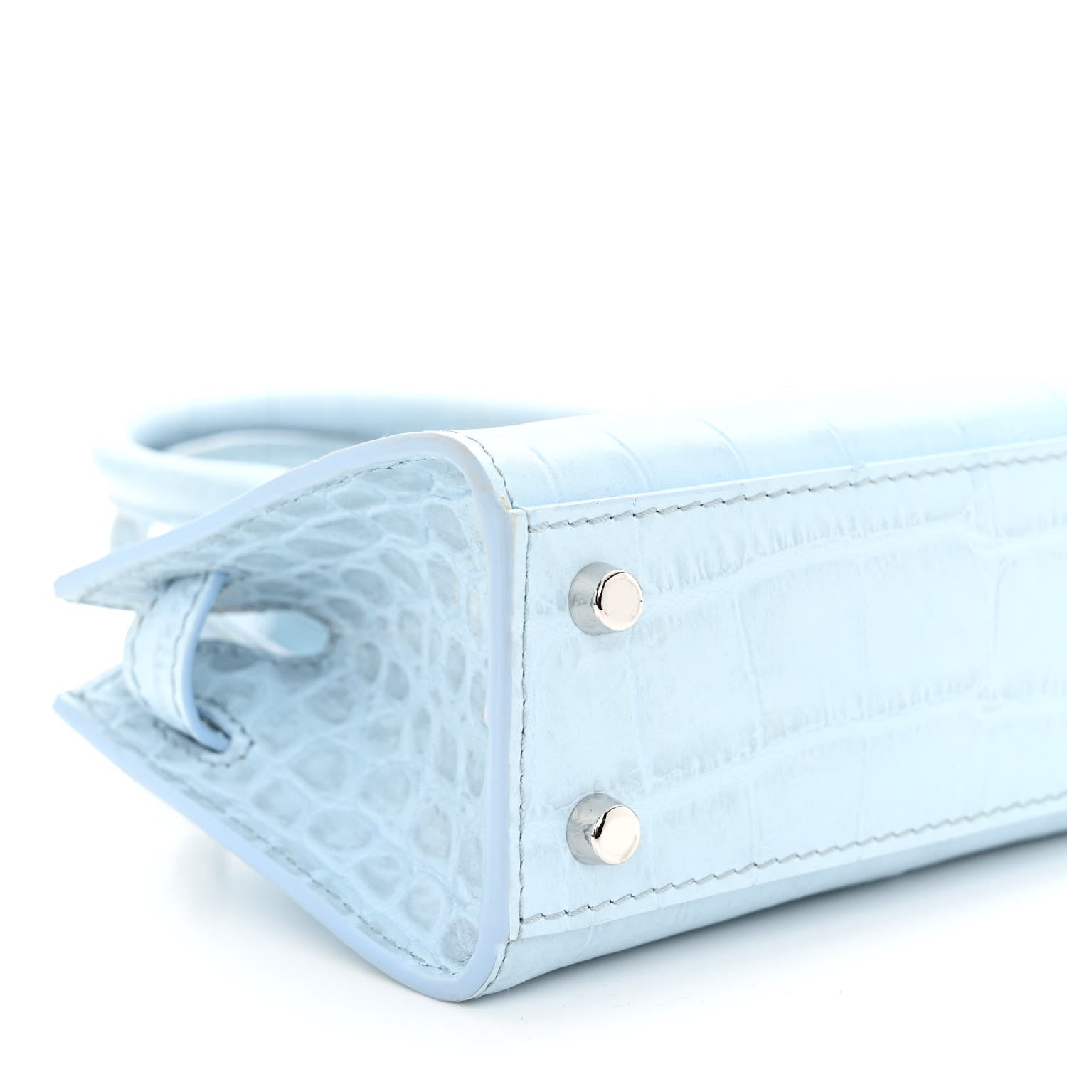 Versace Calfskin Crocodile Embossed Mini Medusa '95 Tote Pastel Blue 8 of 10