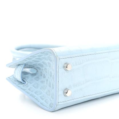 Versace Calfskin Crocodile Embossed Mini Medusa '95 Tote Pastel Blue 8 of 10