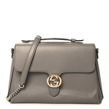 Gucci Dollar Calfskin Medium Interlocking G Top Handle Shoulder Bag Loess 1 of 12