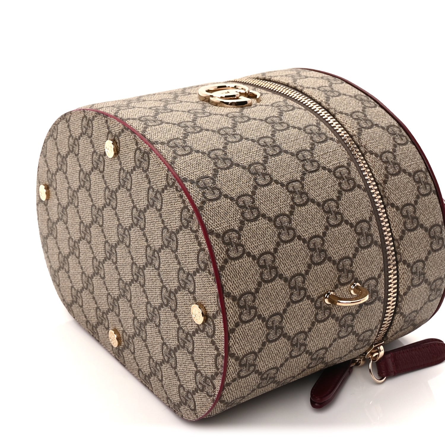 Gucci GG Supreme Monogram Ancora Calfskin Vanity Cosmetic Case  Beige Ebony Rosso 8 of 8