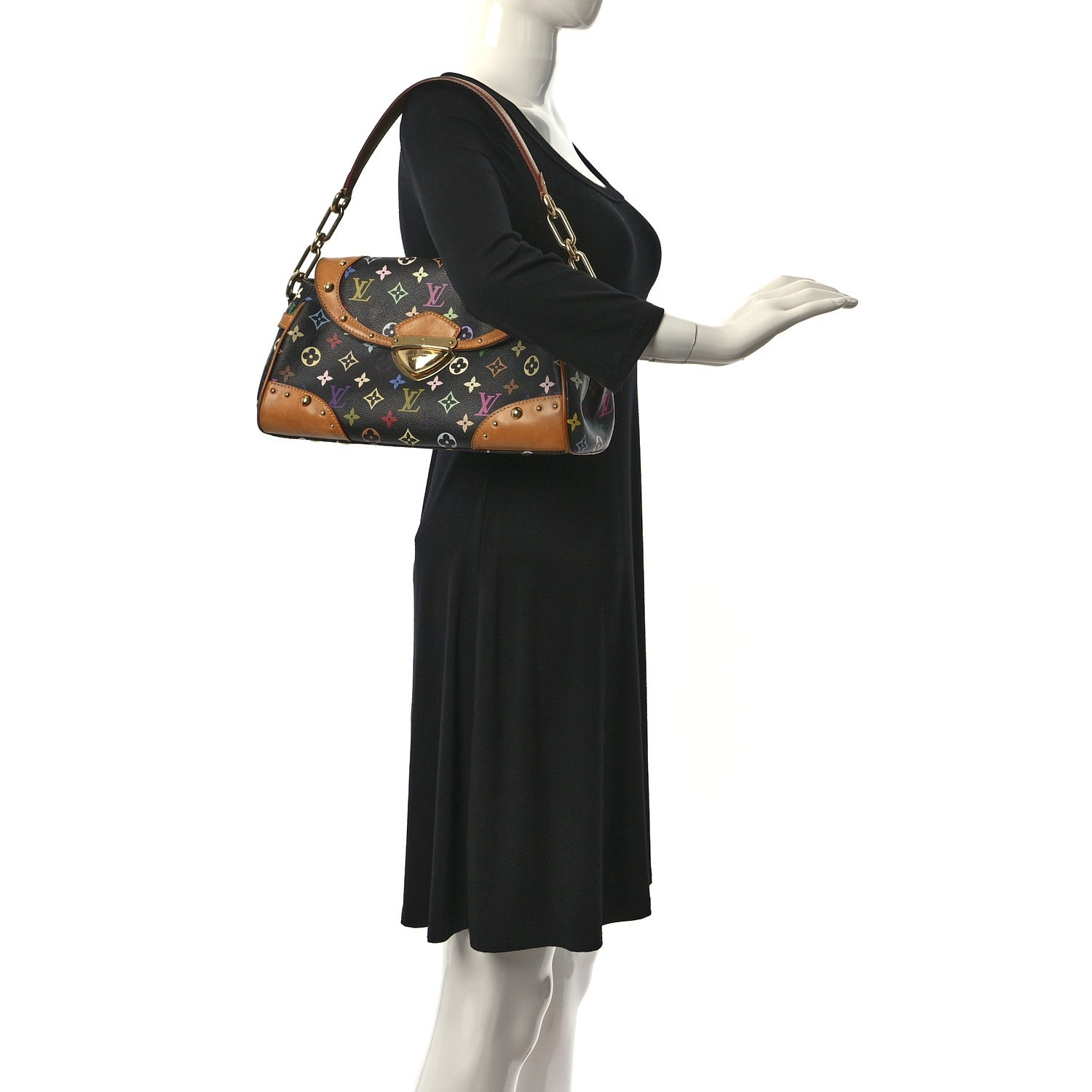 Louis Vuitton Monogram Multicolor Beverly MM Black 2 of 17