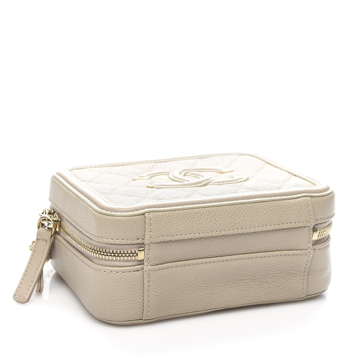 Chanel Caviar Quilted Small CC Filigree Vanity Case Light Beige 4 of 10