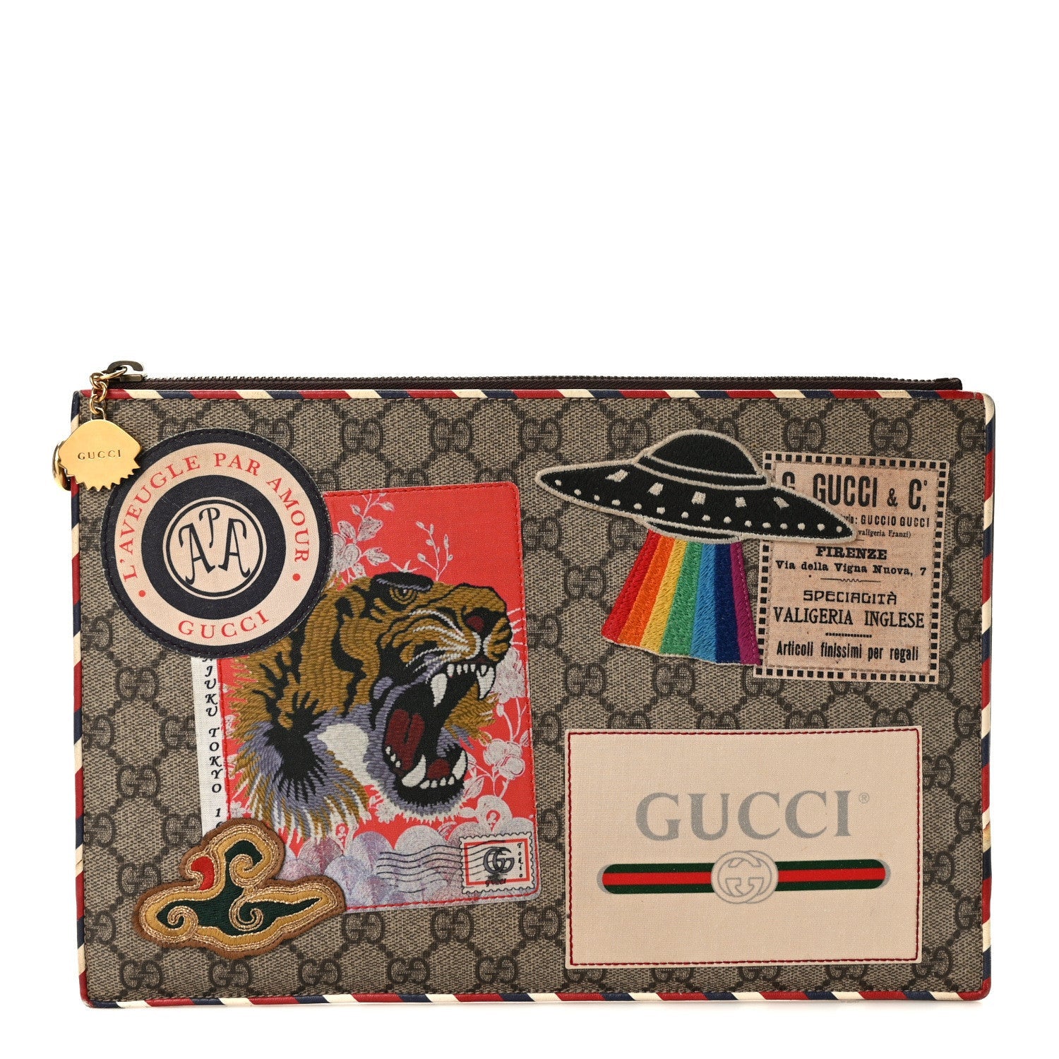 Gucci GG Supreme Monogram Courrier Documents Holder Beige New Acero 1 of 7