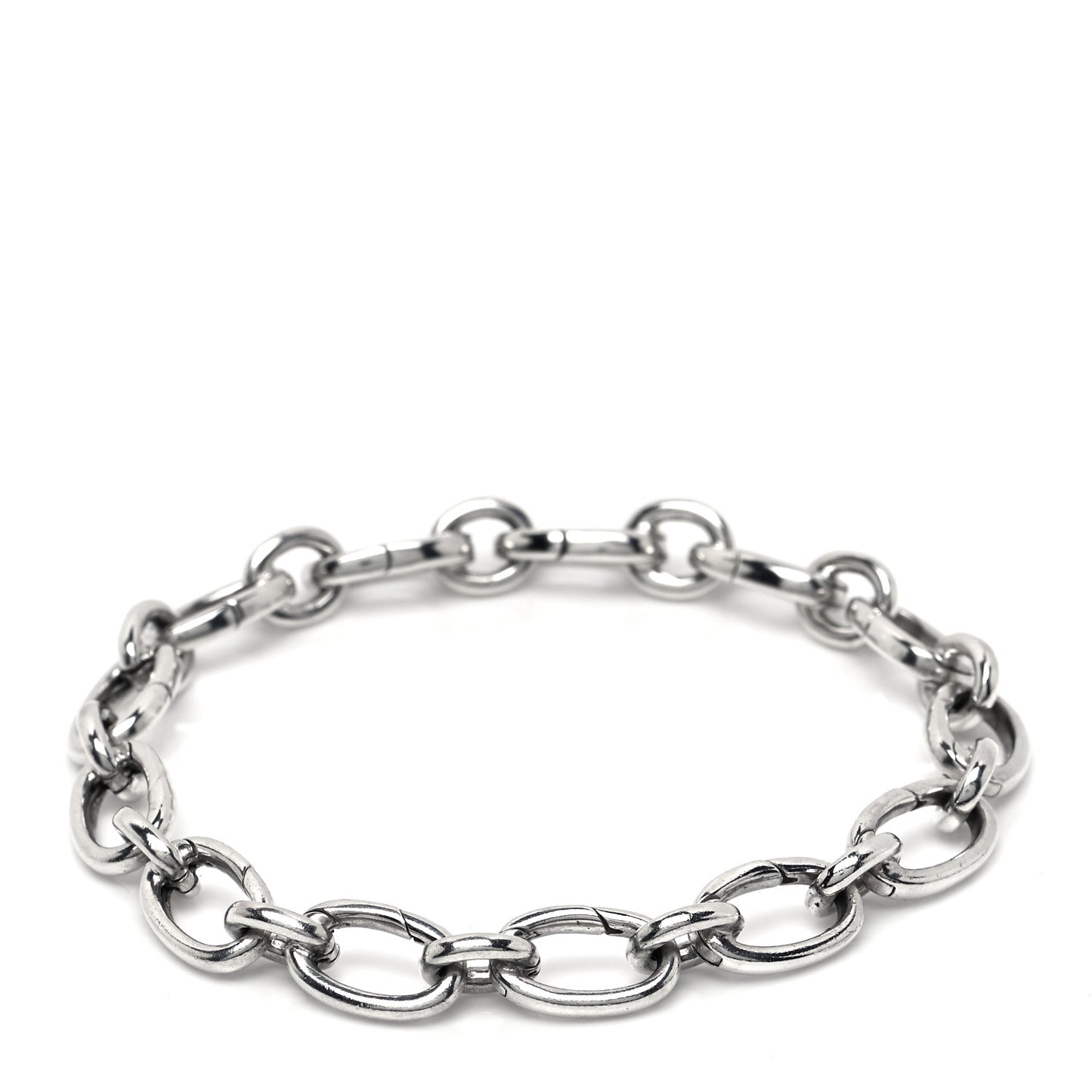 Sterling Silver Oval Clasping Link Bracelet