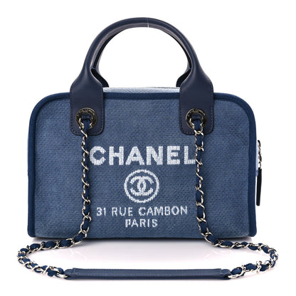 Chanel Canvas Deauville Small Bowling Bag Blue 1 of 10