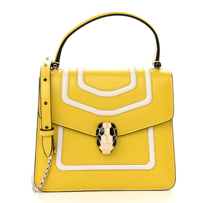 Bulgari Calfskin Serpenti Forever Top Handle Yellow White 1 of 14