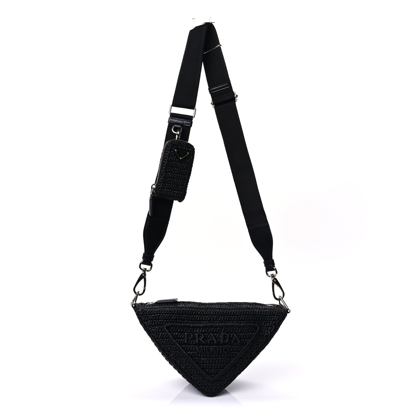 Yarn Raffia Effect Crochet Triangle Shoulder Bag  Black