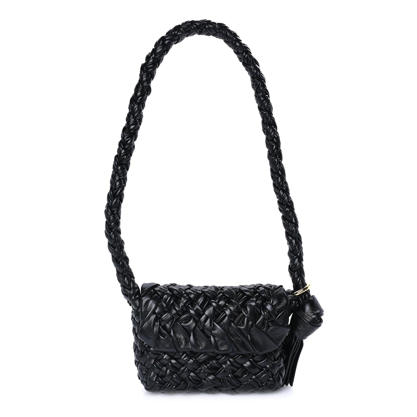 Calfskin Foulard Intreccio Small Kalimero Città Shoulder Bag Black