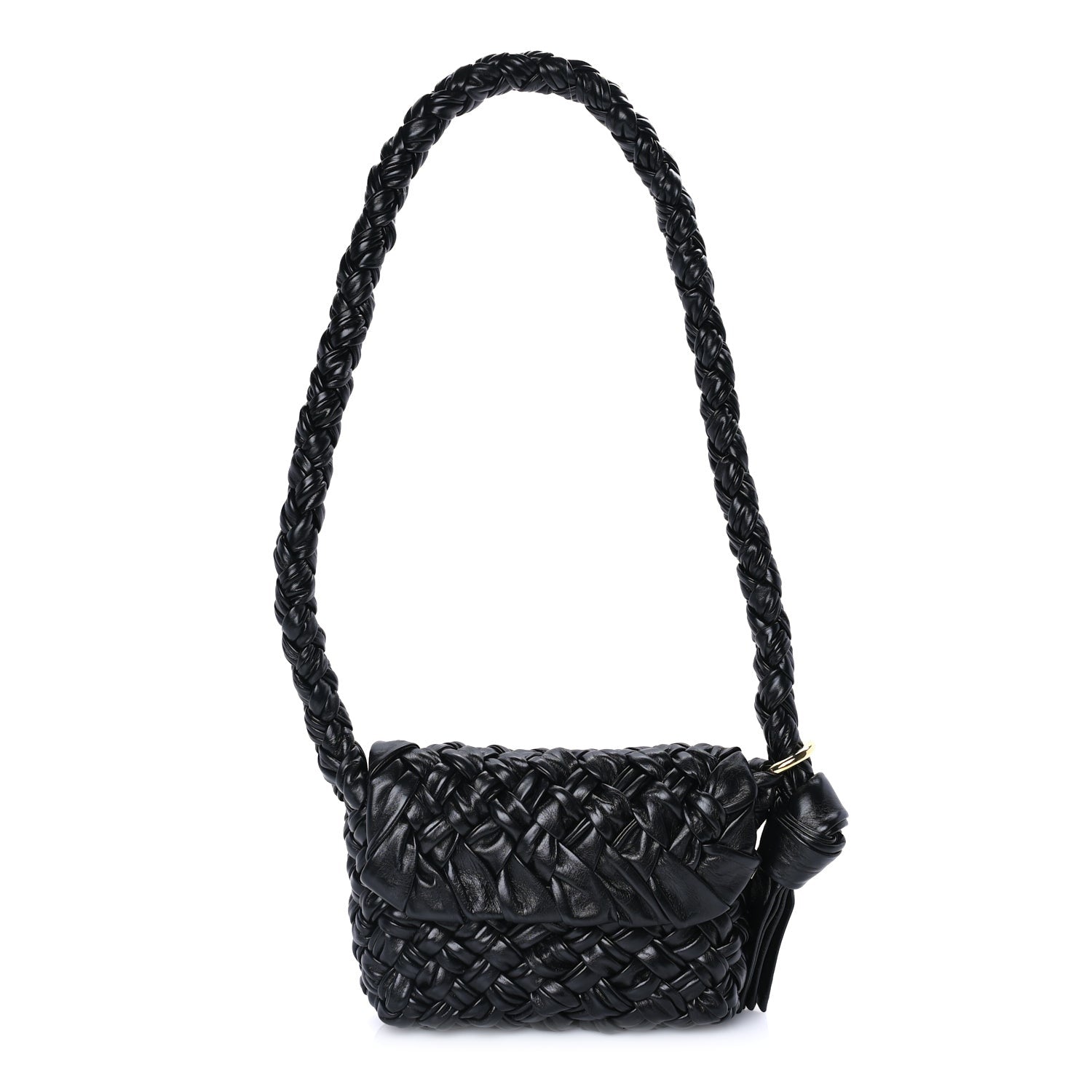 Bottega Veneta Calfskin Foulard Intreccio Small Kalimero Città Shoulder Bag Black 1 of 7
