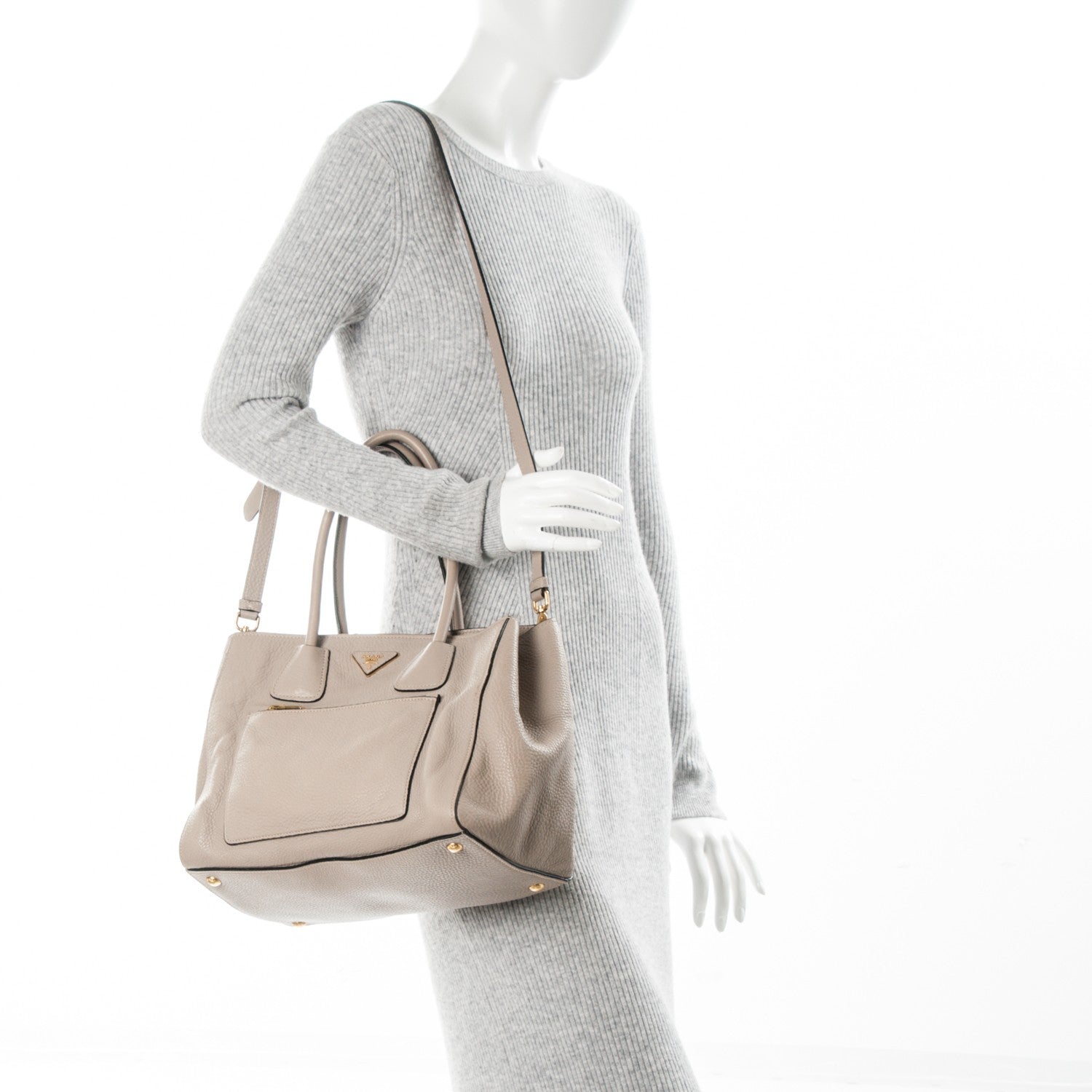 Prada Vitello Daino Shopping Tote Pomice 2 of 8