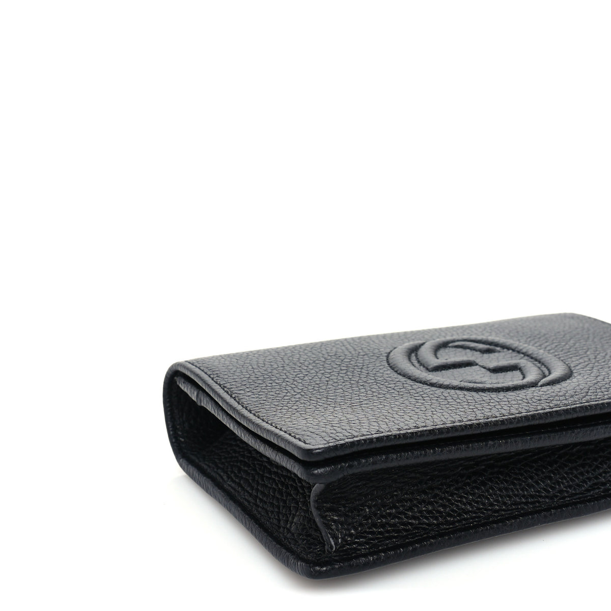 Pebbled Calfskin Soho Wallet on Chain Black