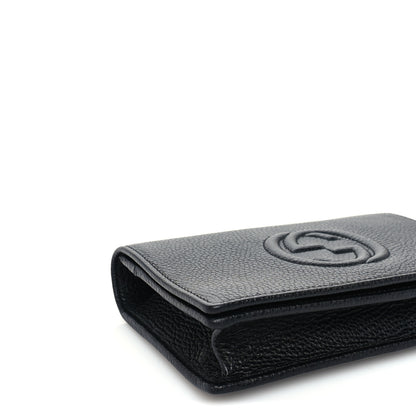 Gucci Pebbled Calfskin Soho Wallet on Chain Black 7 of 8