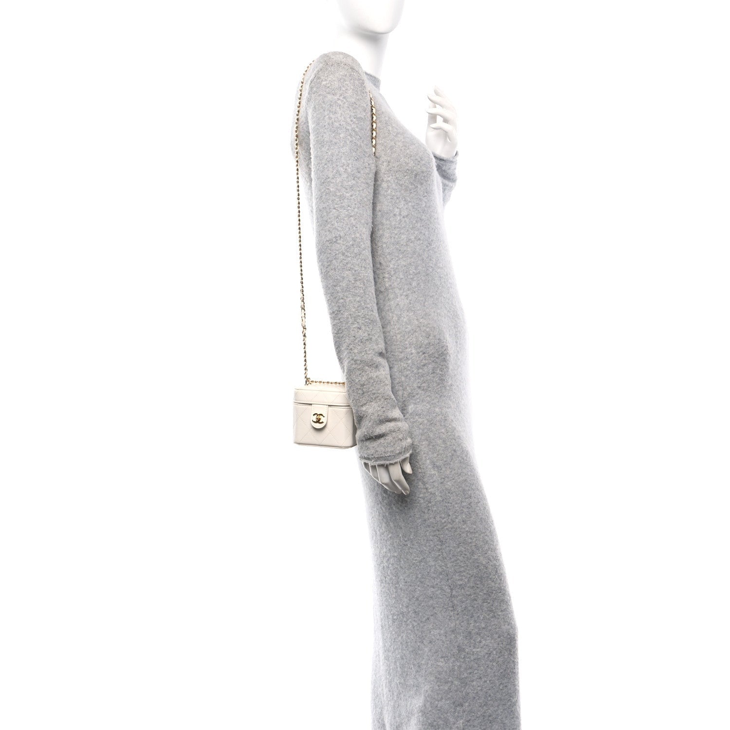 Chanel Lambskin Quilted Vanity Clutch With Chain White 2 of 7