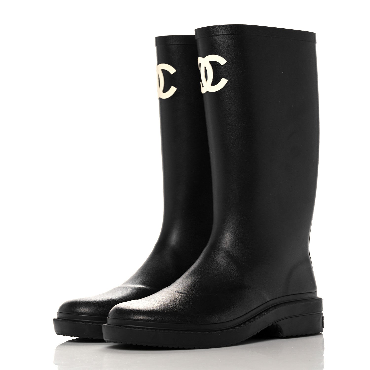 Chanel Caoutchouk CC High Boots 37 Black 3 of 8