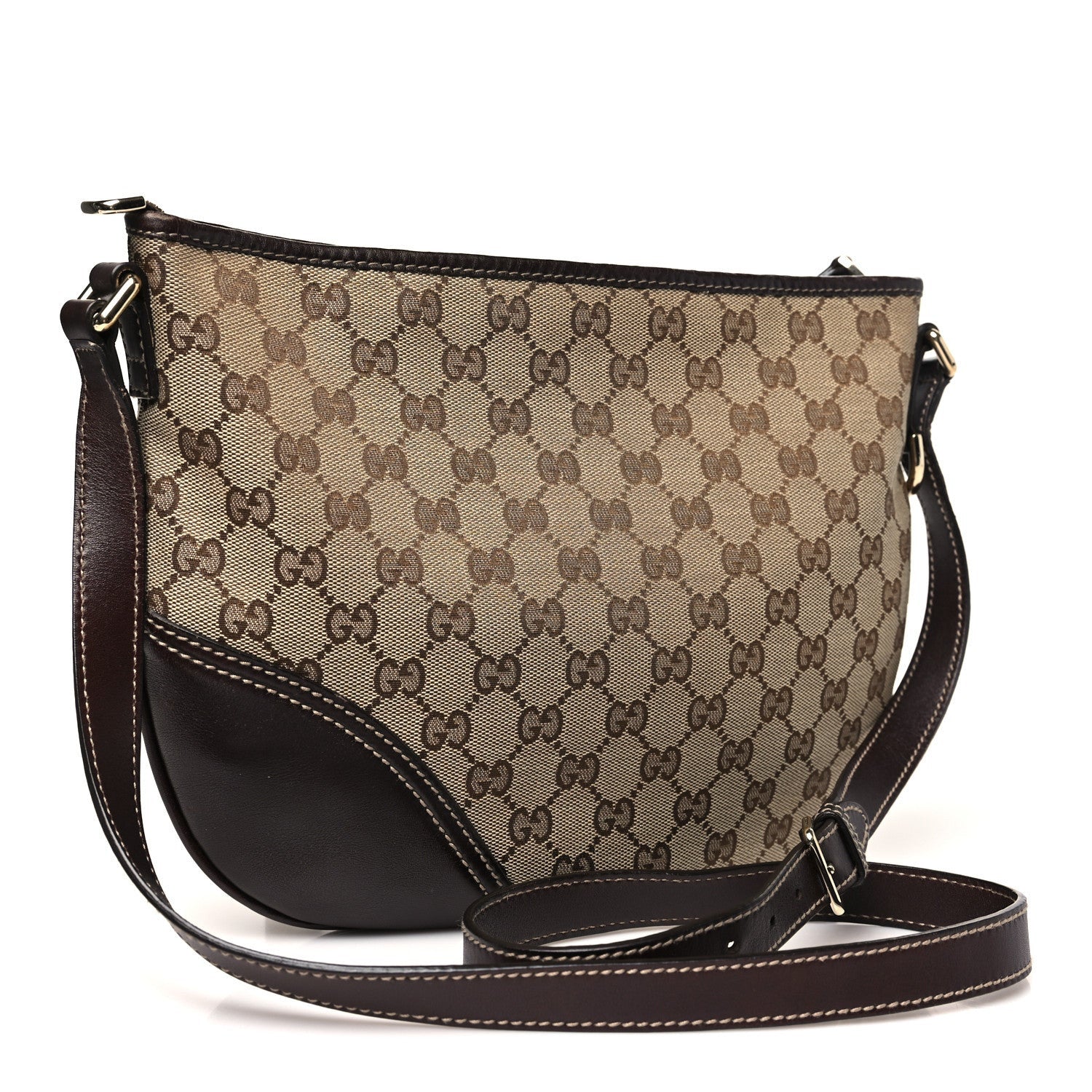 Gucci Monogram Medium New Britt Half Moon Hobo Dark Brown 3 of 7