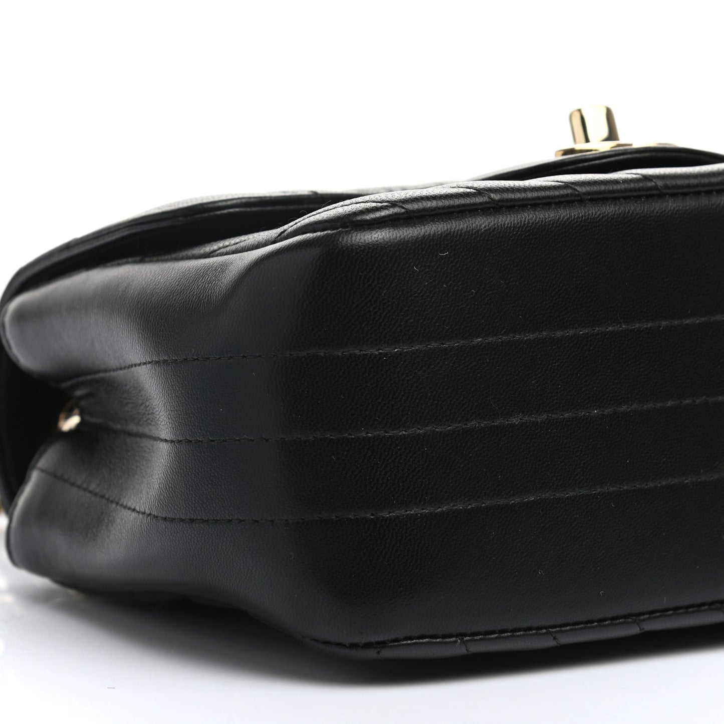 Lambskin Chevron Quilted Mini Square Flap Black