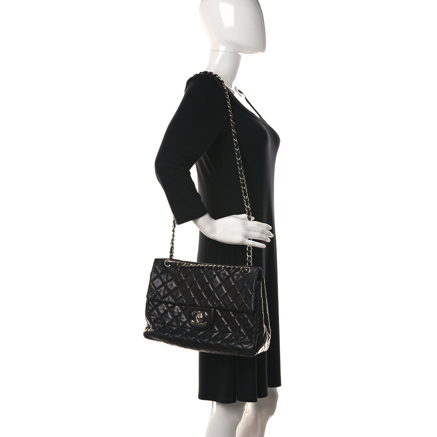 Chanel Washed Lambskin Quilted Maxi Single Flap Black 3 of 24