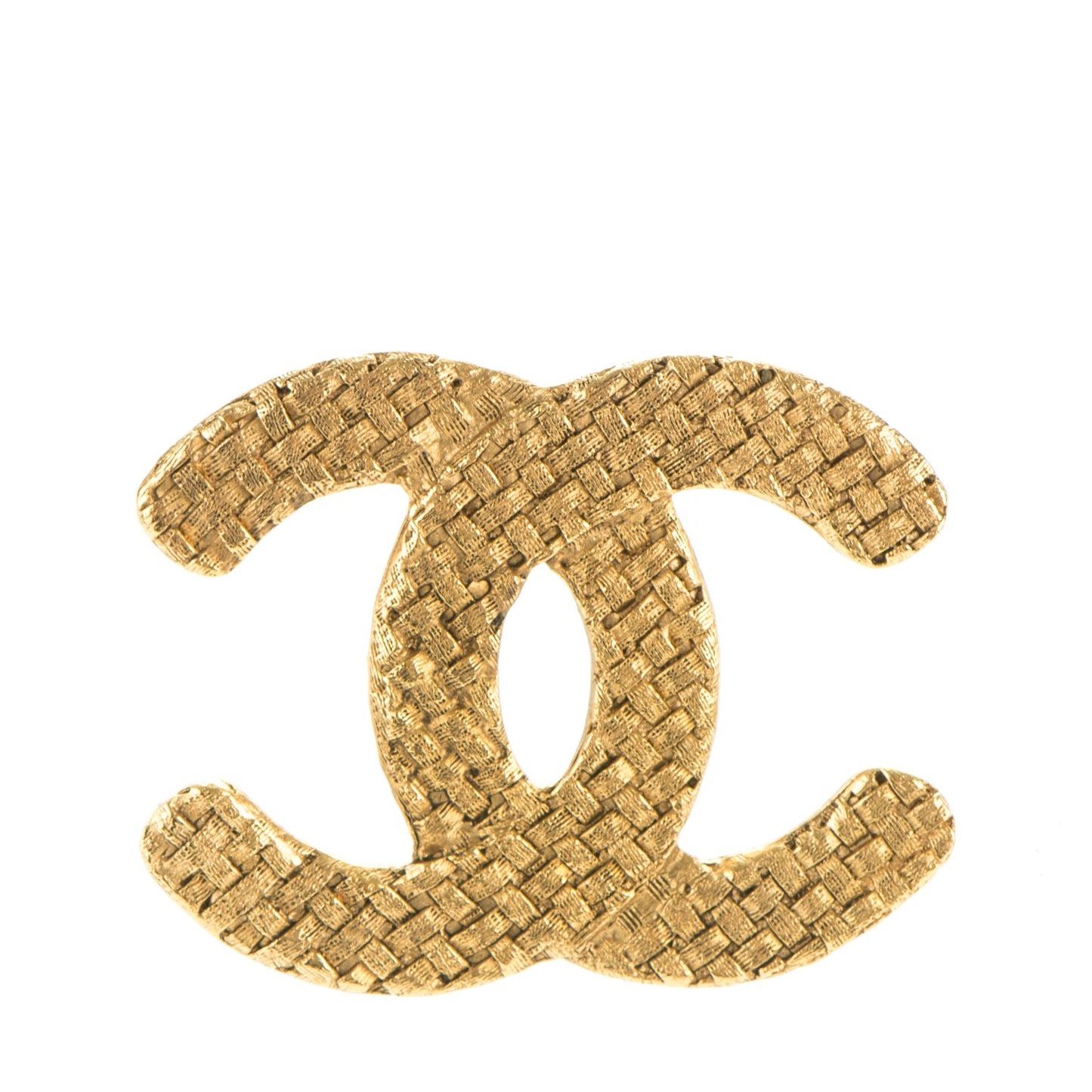 Woven CC Brooch Gold