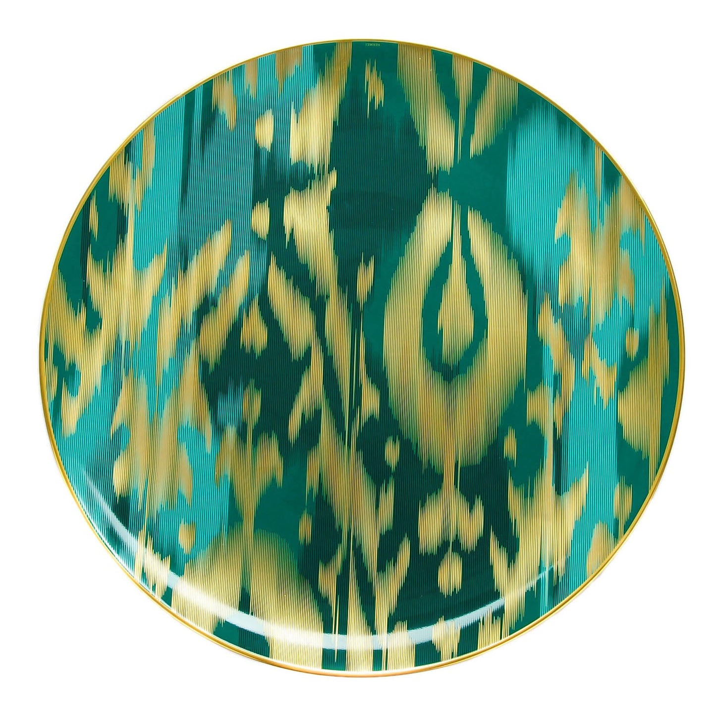 Porcelain Voyage en Ikat Presentation Plate Emerald