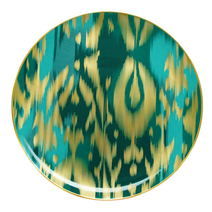 Hermes Porcelain Voyage en Ikat Presentation Plate Emerald 1 of 6