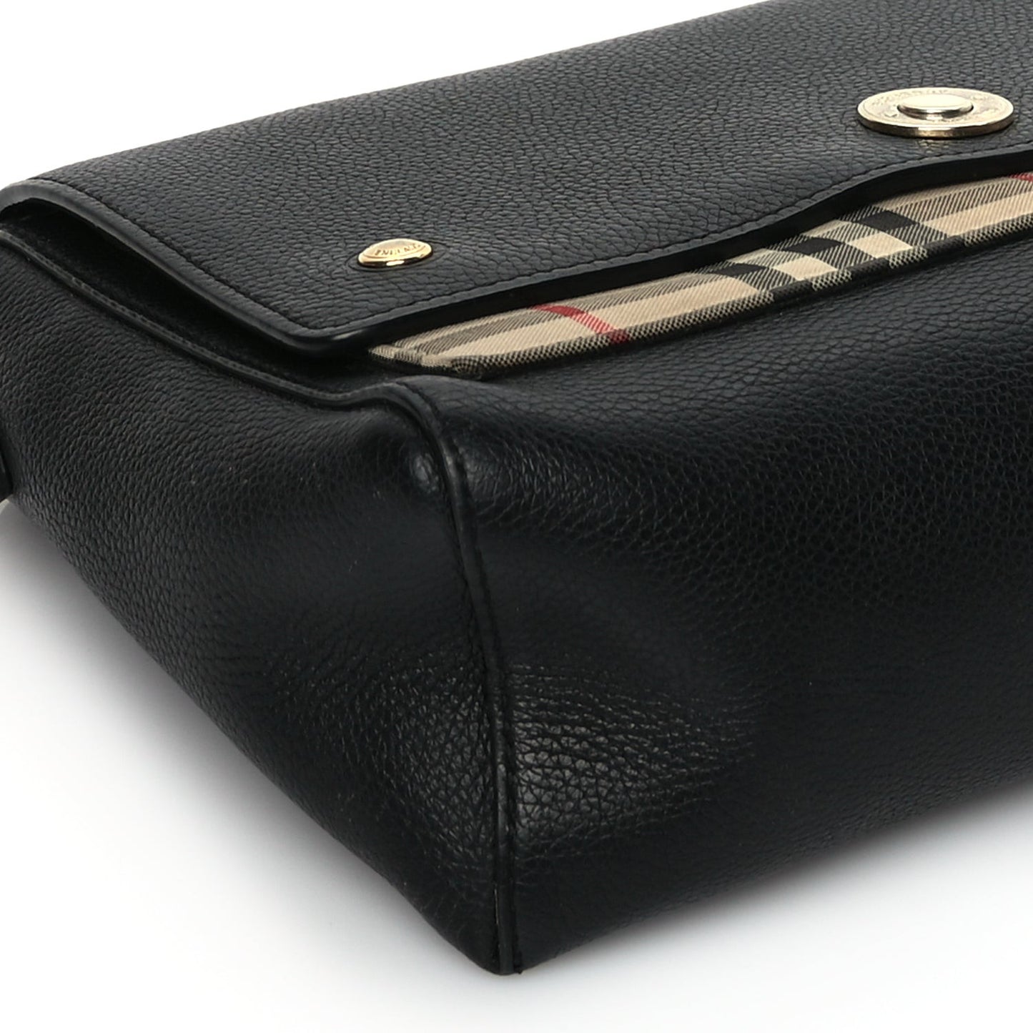 Grainy Calfskin Vintage Check Note Crossbody Bag Black
