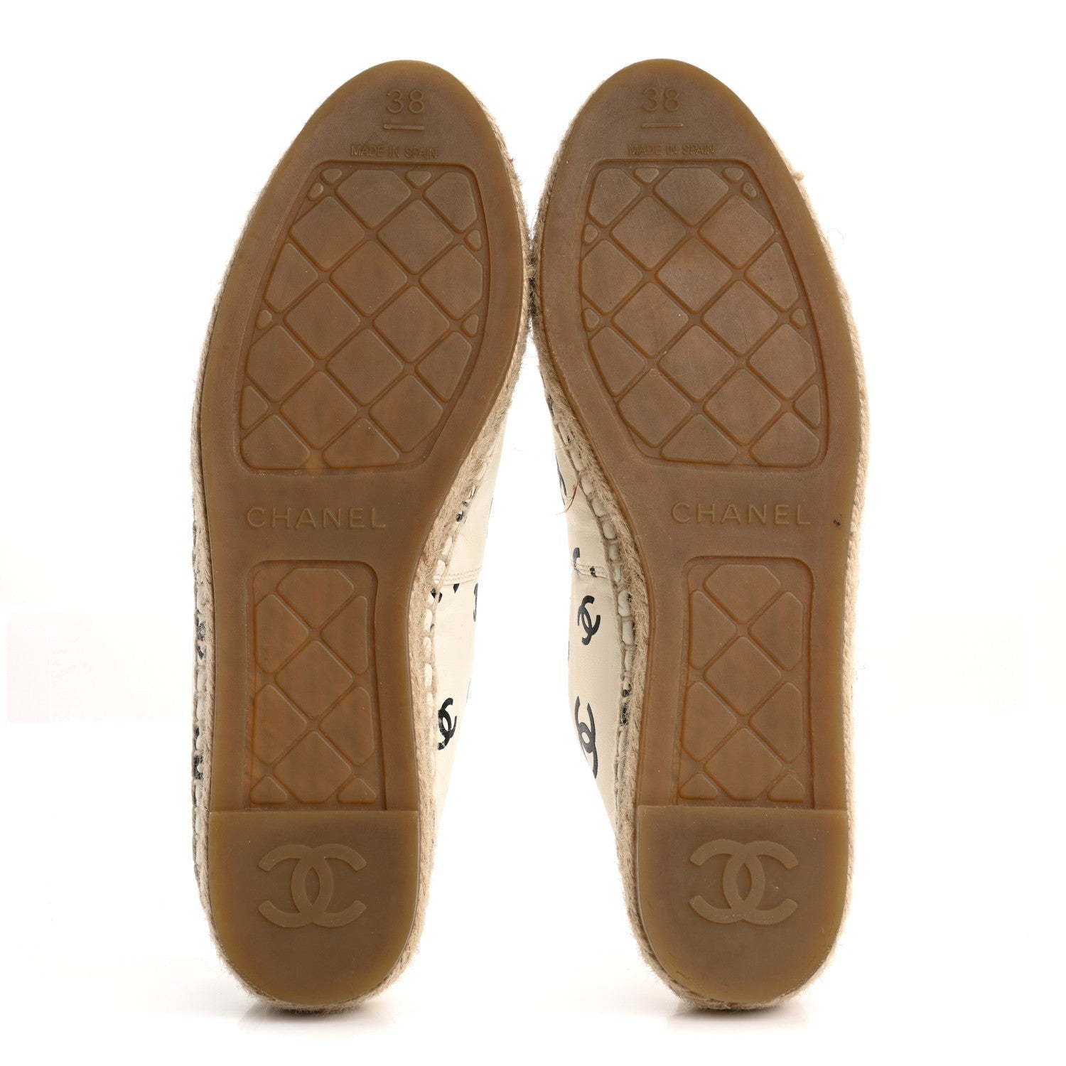 Chanel Lambskin Printed CC Espadrilles 38 White Black 6 of 7
