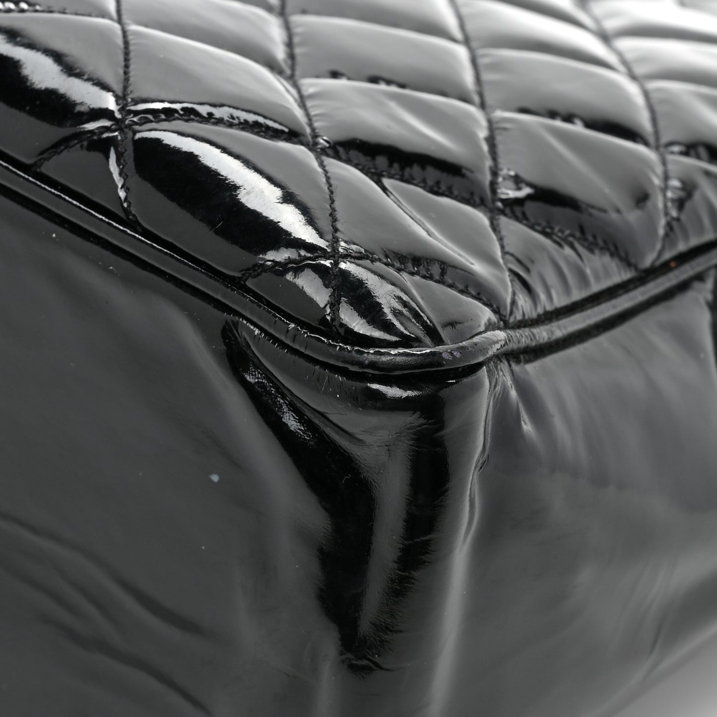 Patent Quilted Tote Black