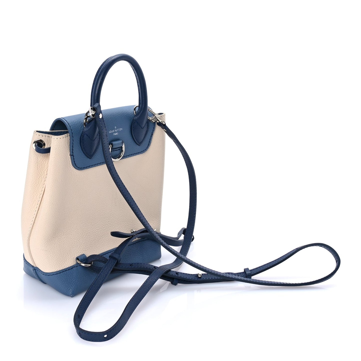 Calfskin Lockme Mini Backpack Blue Jean Creme